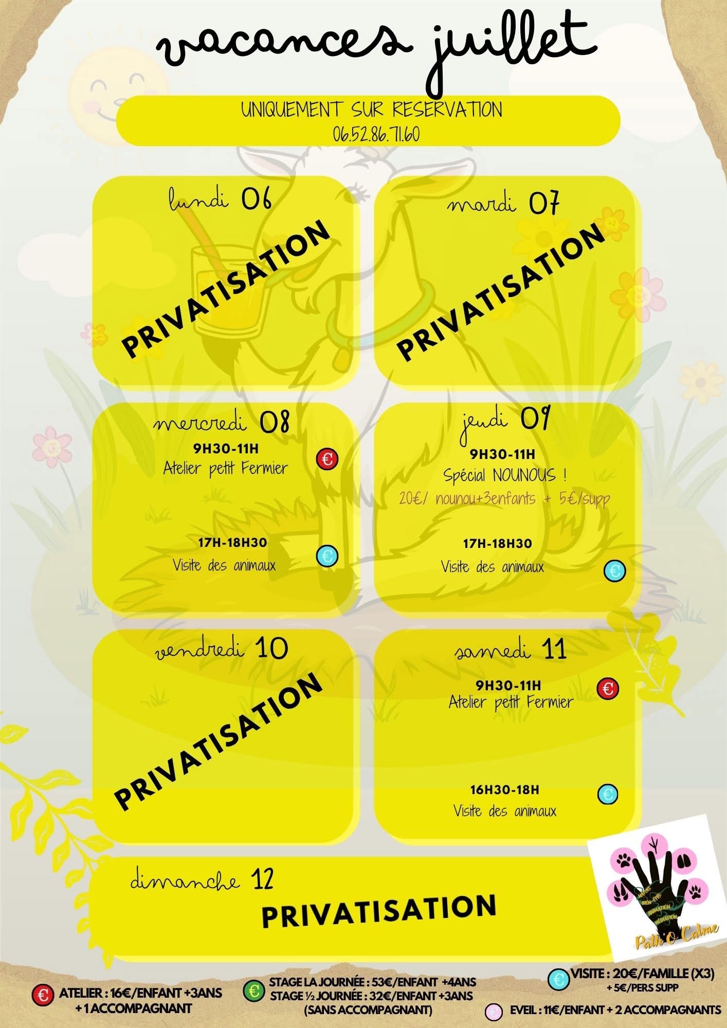 Planning du mois de juillet 1